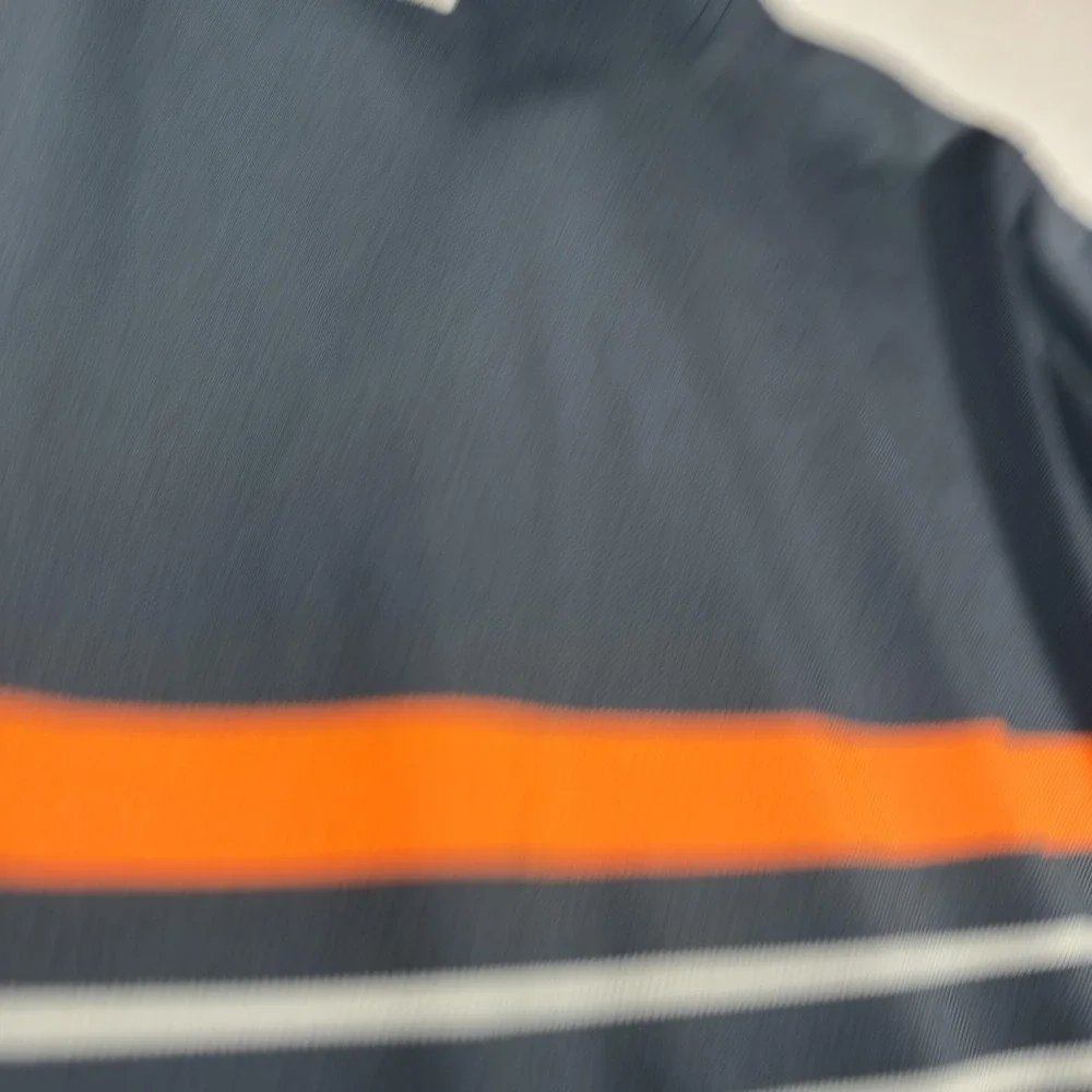 FootJoy Polo Shirt Mens Large Gray Orange‎ Striped Golf Athletic Fit Performance